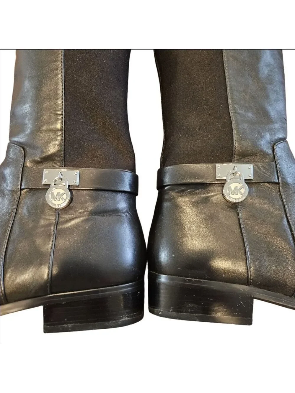 Women's Michael Kors Leather Hamilton Collection Black Knee-High Riding Boots 7
